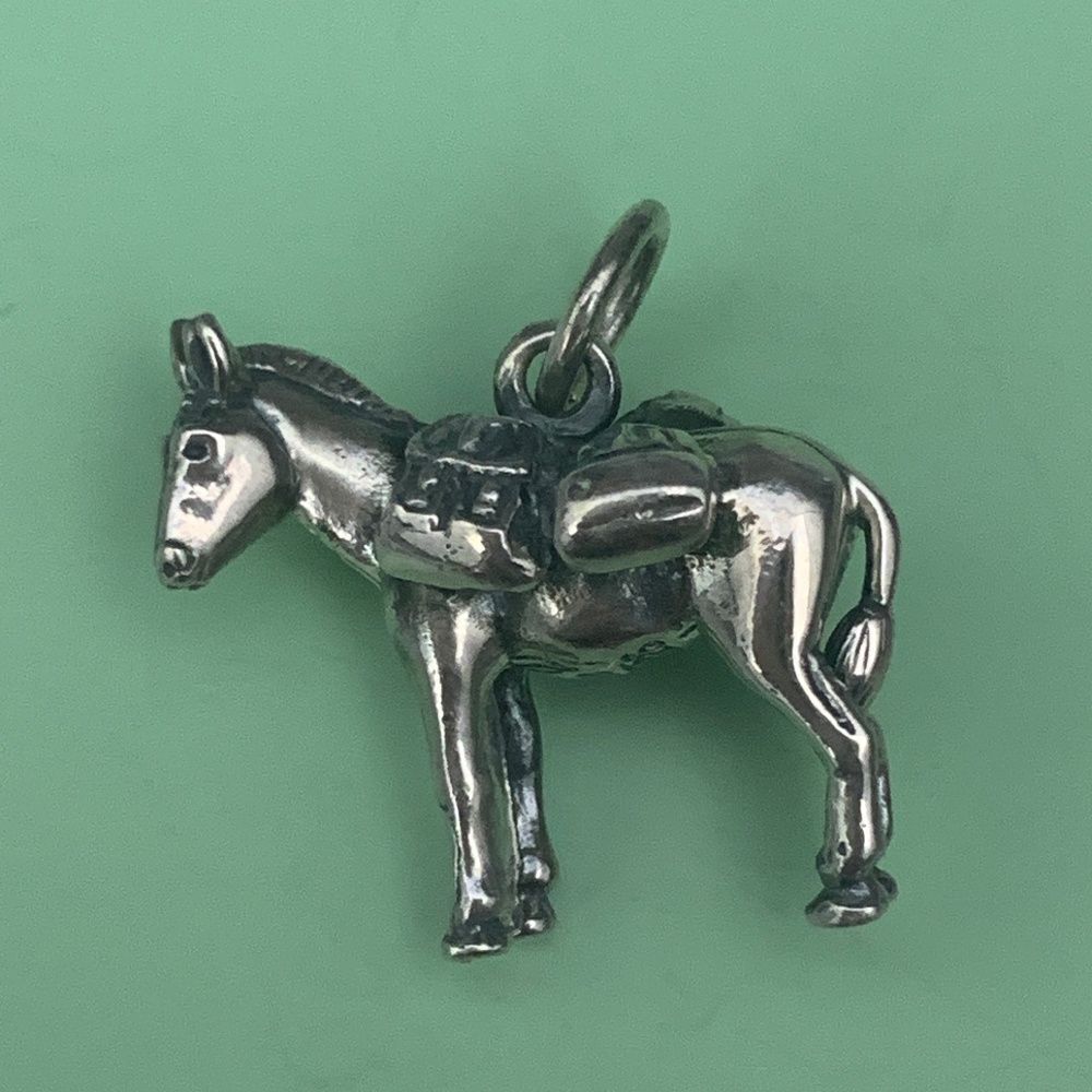925 Vintage Mule Sterling Silver Jewelry Charm #farm #RARE